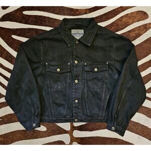 Vintage 80s 100% Cotton Unionbay Black Denim Jacket Sz L